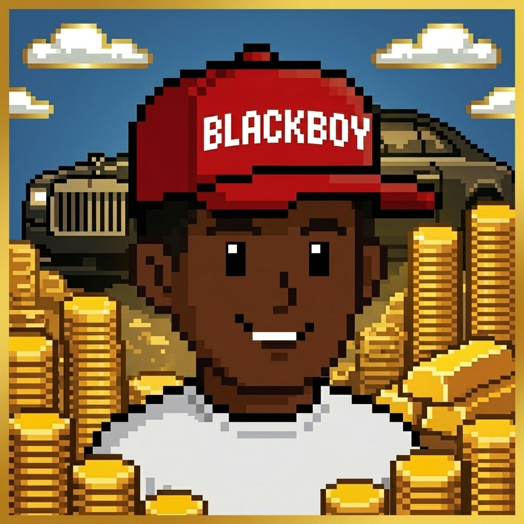 $BLACKBOY token poster pixel art